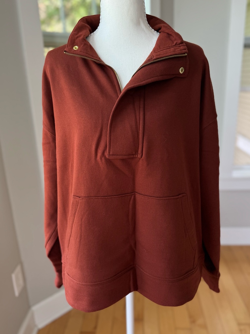 A New Day Rust Pullover Quarter Zip Sweatshirt Size Large